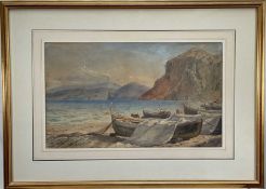 John Callington Moore (1829-1880) watercolour, Capri 1860, signed titled and dated, 30cm x 50cm, gla