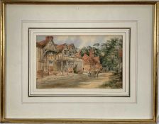 Francis Philip Barraud (1824-1901) watercolour - cart in a country lane, signed, 13 x 21cm, glazed f