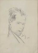 English school, 1981, pencil on paper, portrait titled 'John', dated to label verso, 37cm x 26cm, mo