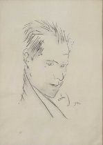 English school, 1981, pencil on paper, portrait titled 'John', dated to label verso, 37cm x 26cm, mo