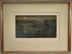 Henry Boddington (1849-1925) watercolour, Pas de Calais at night, inscription attached verso, 14cm x