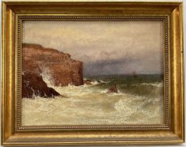 Robert Watson (1815-1885) oil on board, coastal scene, inscribed Frenchman's Bay (County) Durham and