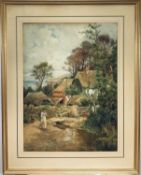 Edwardian English School, watercolour, collecting water, signed Tom Bough dated 1903, 73cm x 54cm, g
