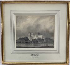 Manner of Thomas Girtin (1775-1802) fine pencil and wash on paper, Ripon Cathedral from the bridge,