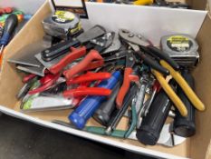 Large Assortment of Snips, Pliers, Tape Measures, Scrapers
