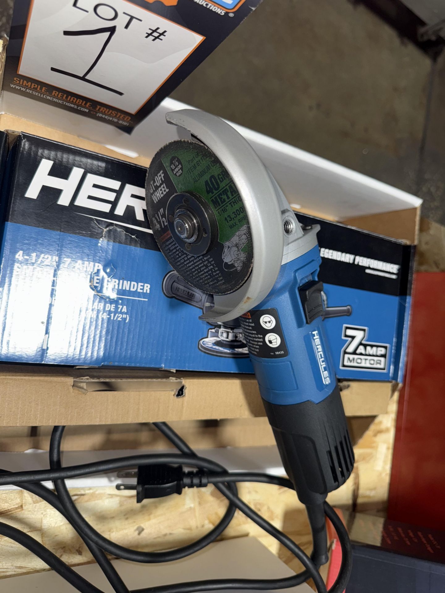 New In Box 4-1/2" Hercules Eletric Right Angle Grinder, Cordless Model DC-70 Saw - Image 10 of 10