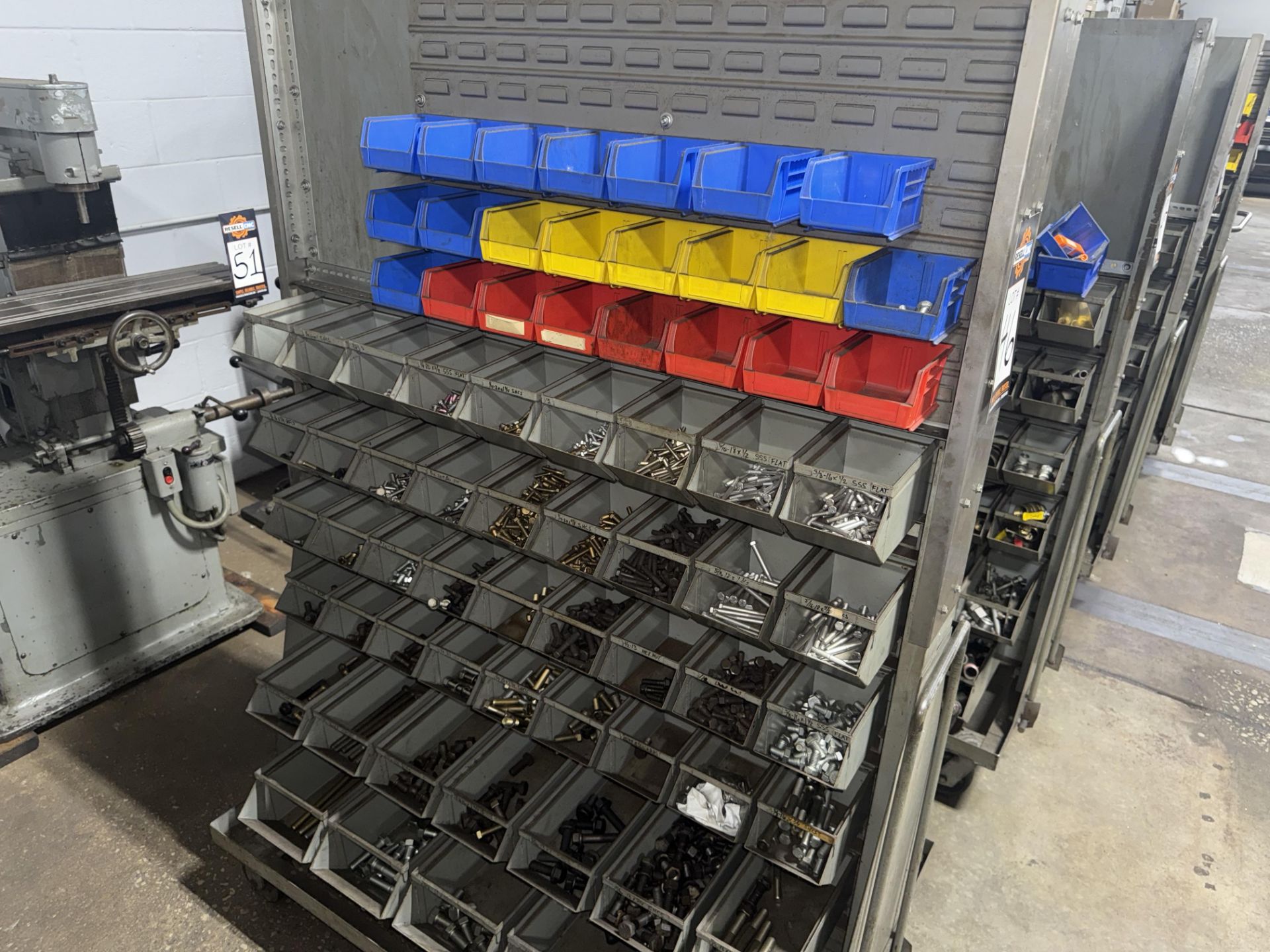 Mobile Storage Racks with Bins & Contents - Lever Wheel Brakes ...