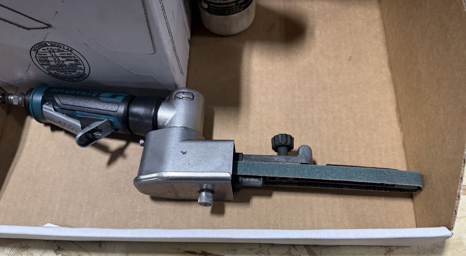 (2) Pneumatic Dyna Brake Belt Sander, Belts New In Box, and Air Lube Bottle - Image 3 of 6