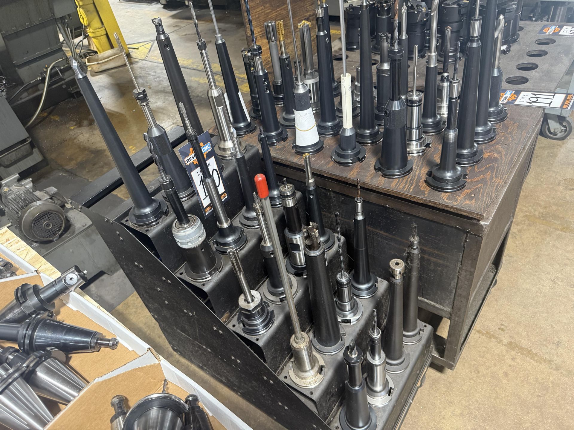 (20) CAT 50 Tool Holders with Rolling Tiered Cart