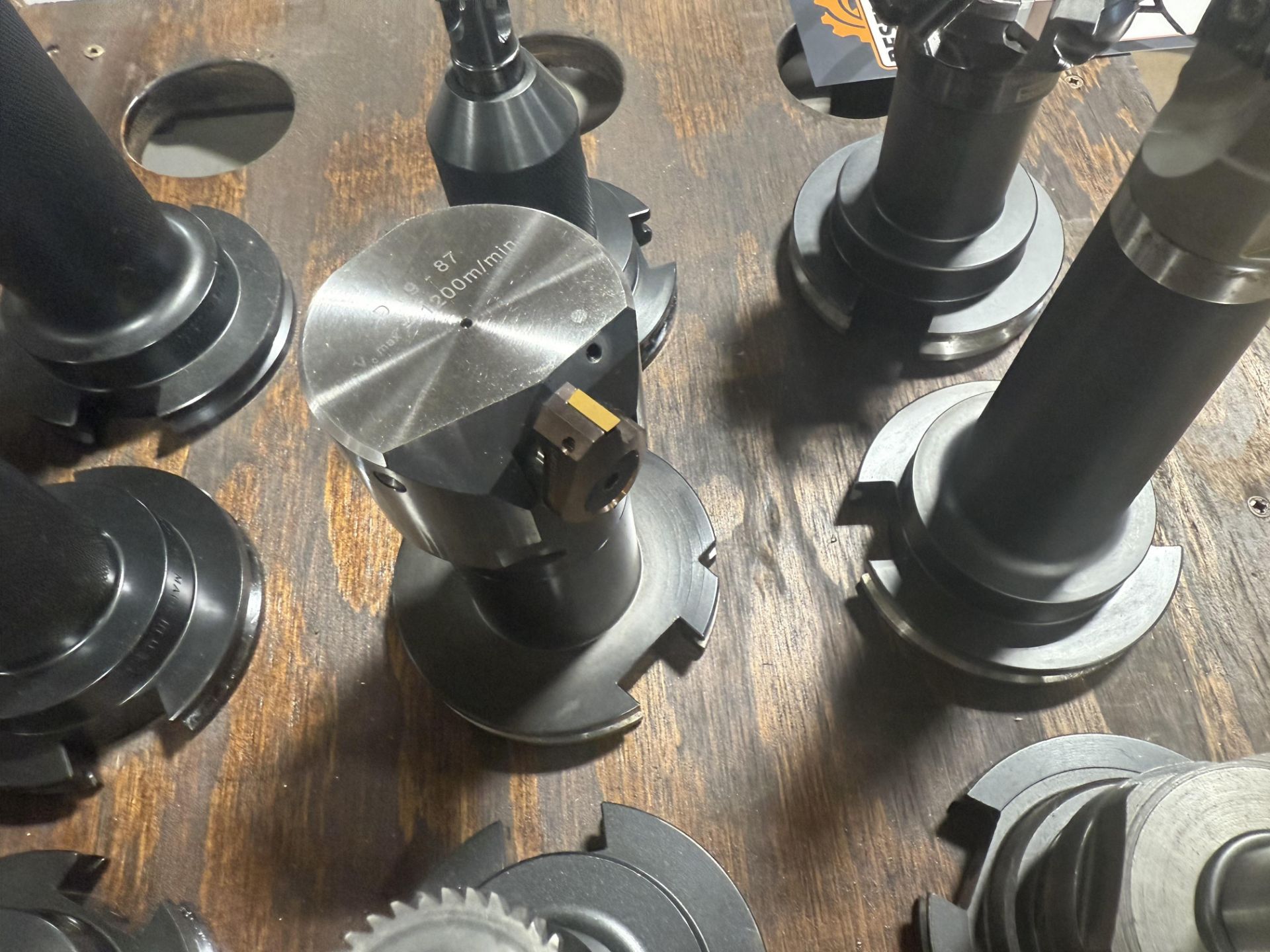 (18) CAT 50 Tool Holders with 4-Wheel Shop Cart and Tool Setup Block - Image 6 of 9