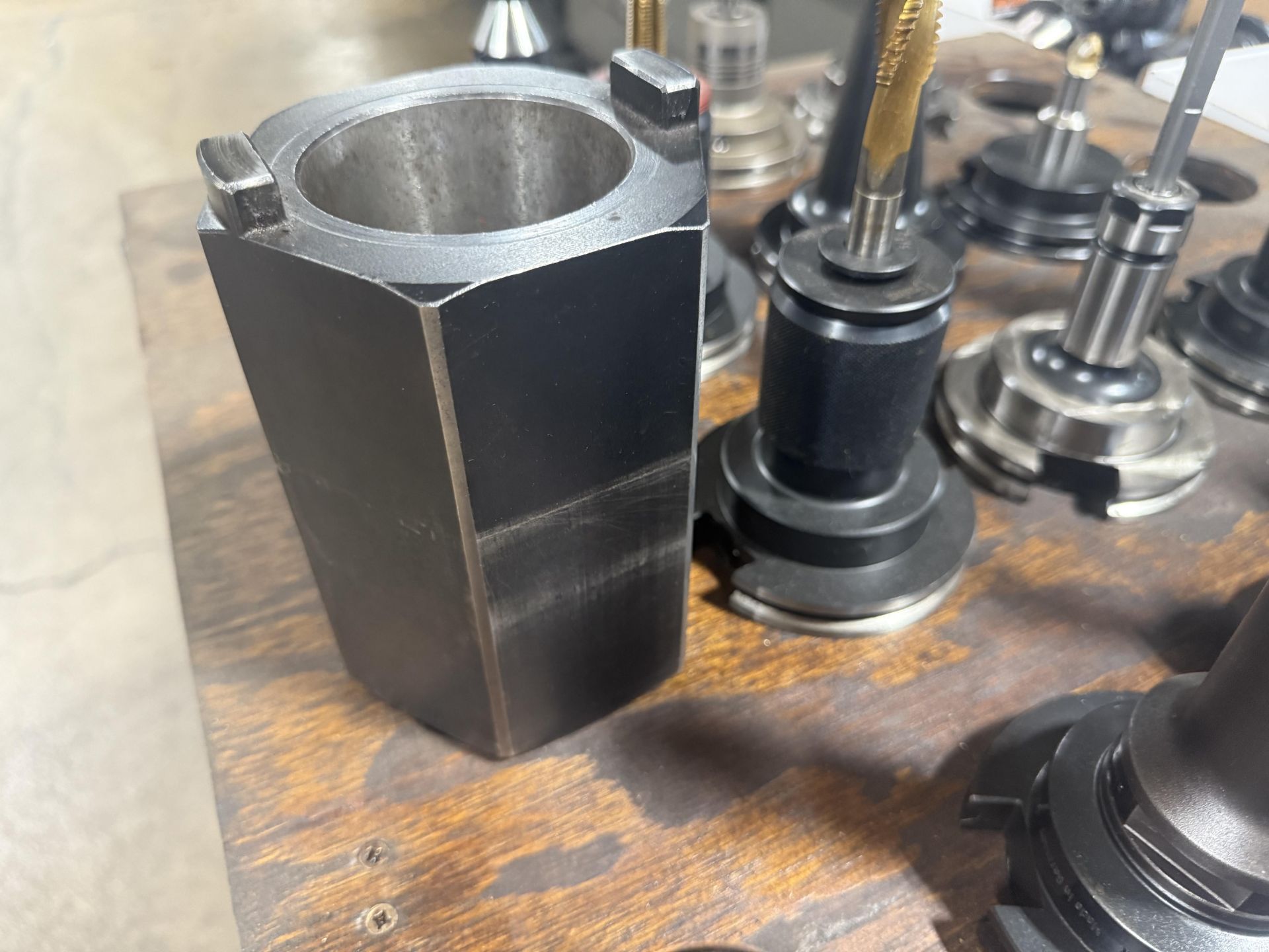 (18) CAT 50 Tool Holders with 4-Wheel Shop Cart and Tool Setup Block - Image 9 of 9