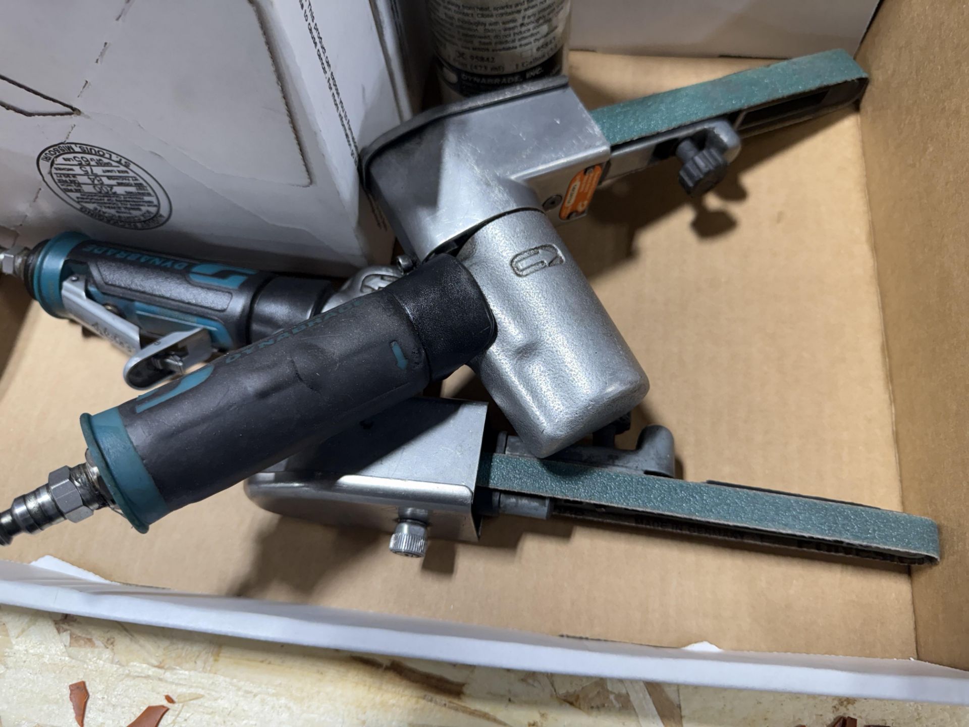 (2) Pneumatic Dyna Brake Belt Sander, Belts New In Box, and Air Lube Bottle - Image 2 of 6