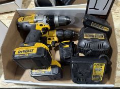 (2) Dewalt Cordless Drills, Models DCD980 & DCD771, with Batteries & Chargers