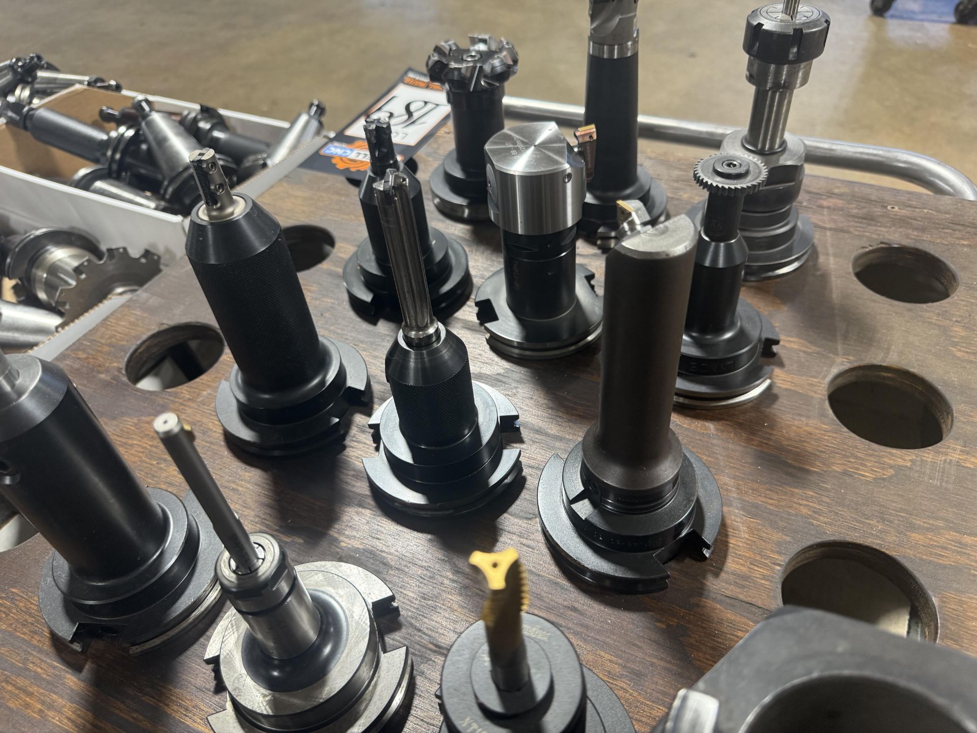 (18) CAT 50 Tool Holders with 4-Wheel Shop Cart and Tool Setup Block - Image 4 of 9