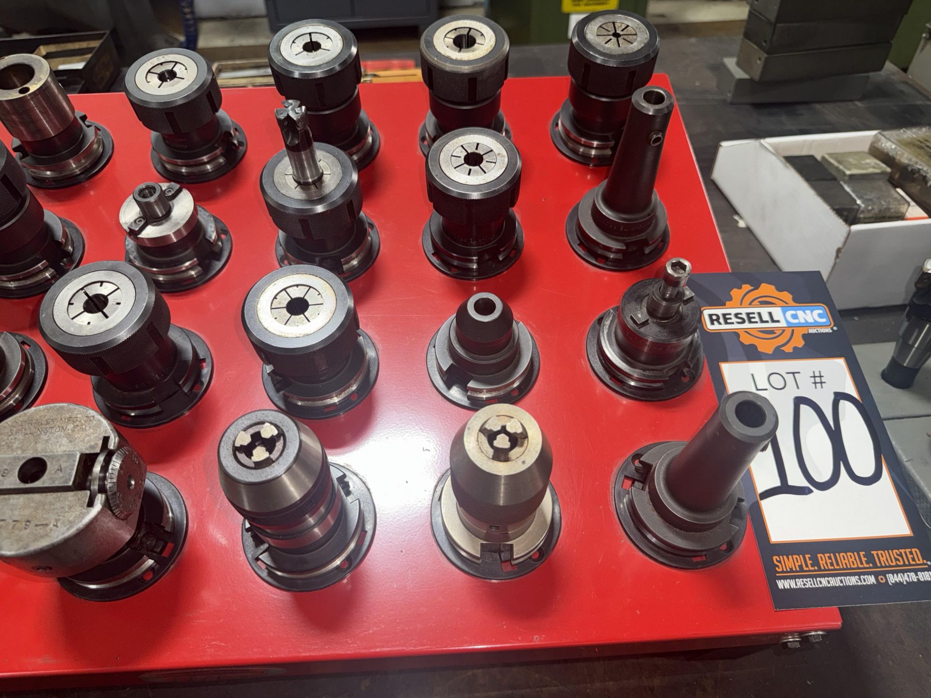 Huot Tool Stand with (24) CAT 40 Taper Tool Holders with Collet Set - Image 5 of 6