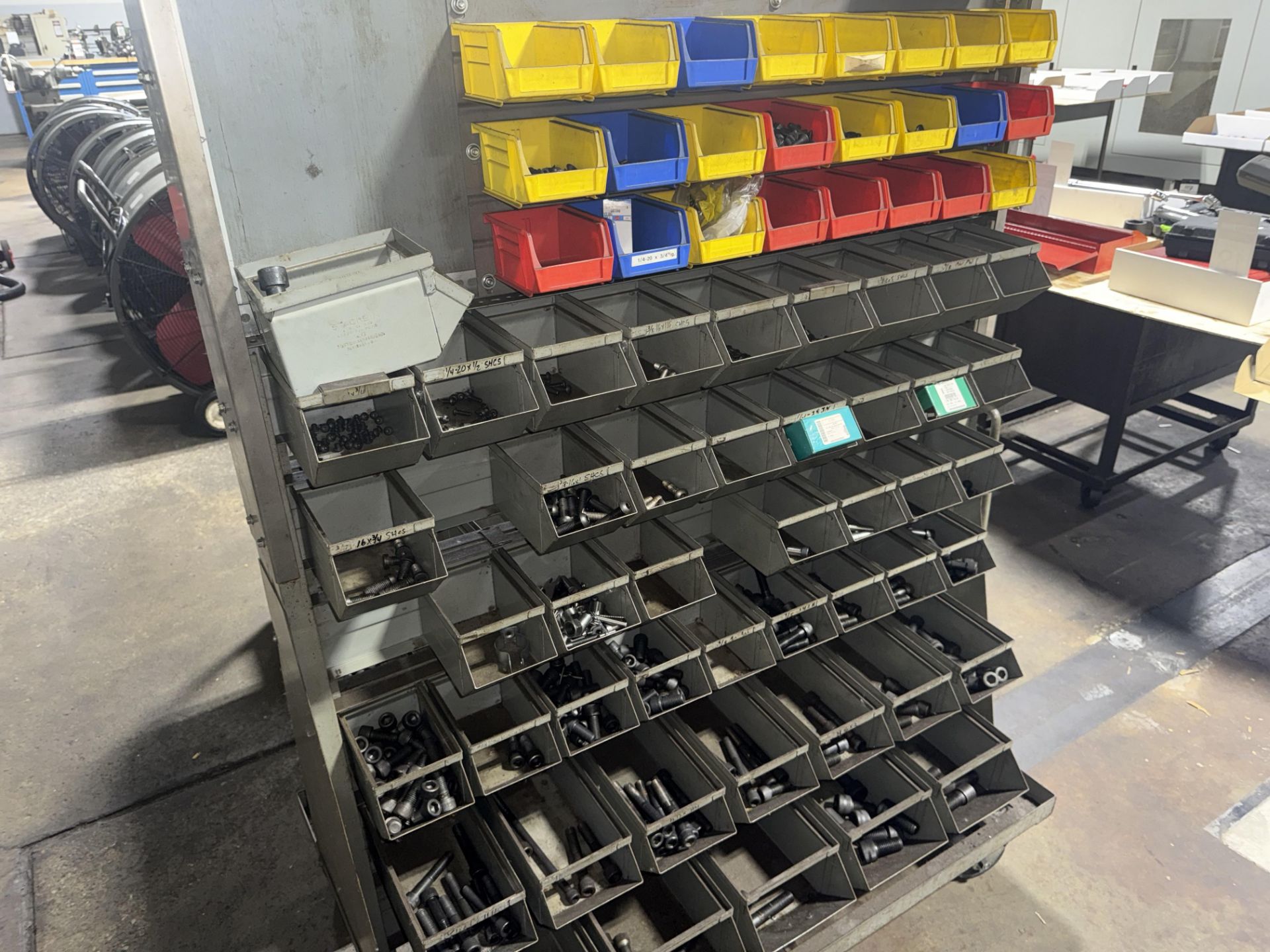 Mobile Storage Racks with Bins & Contents - Lever Wheel Brakes ...
