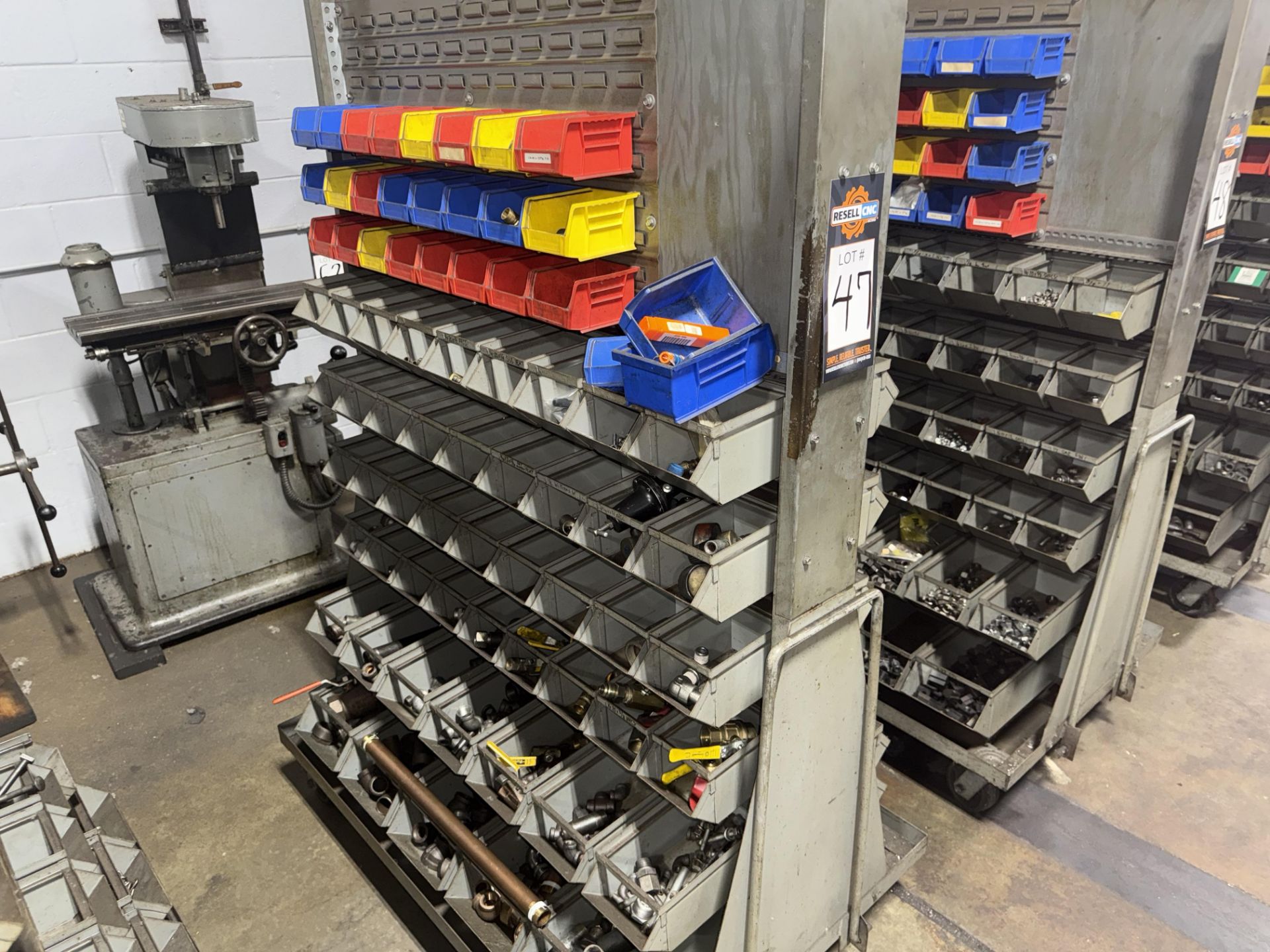 Computer Inventory Rack Mobile Storage Racks with Bins & Contents - Lever Wheel Brakes ...