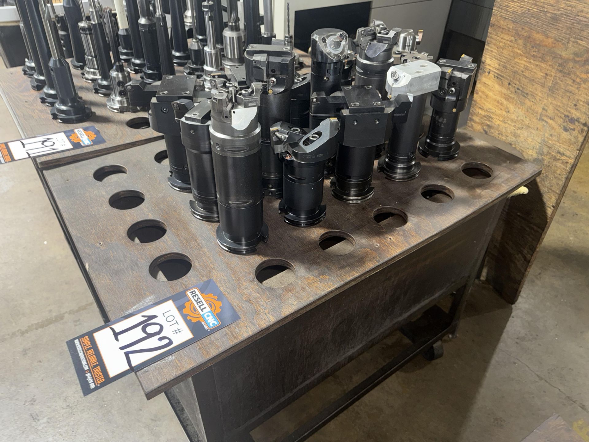 (15) CAT 50 Tool Holders with 4-Wheel Shop Cart