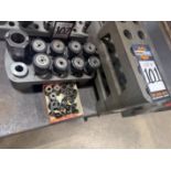 Tool Stand with (8) CAT 40 Collet Tool Holders, Collets, Setup Block with (3) Extra Tool Stands