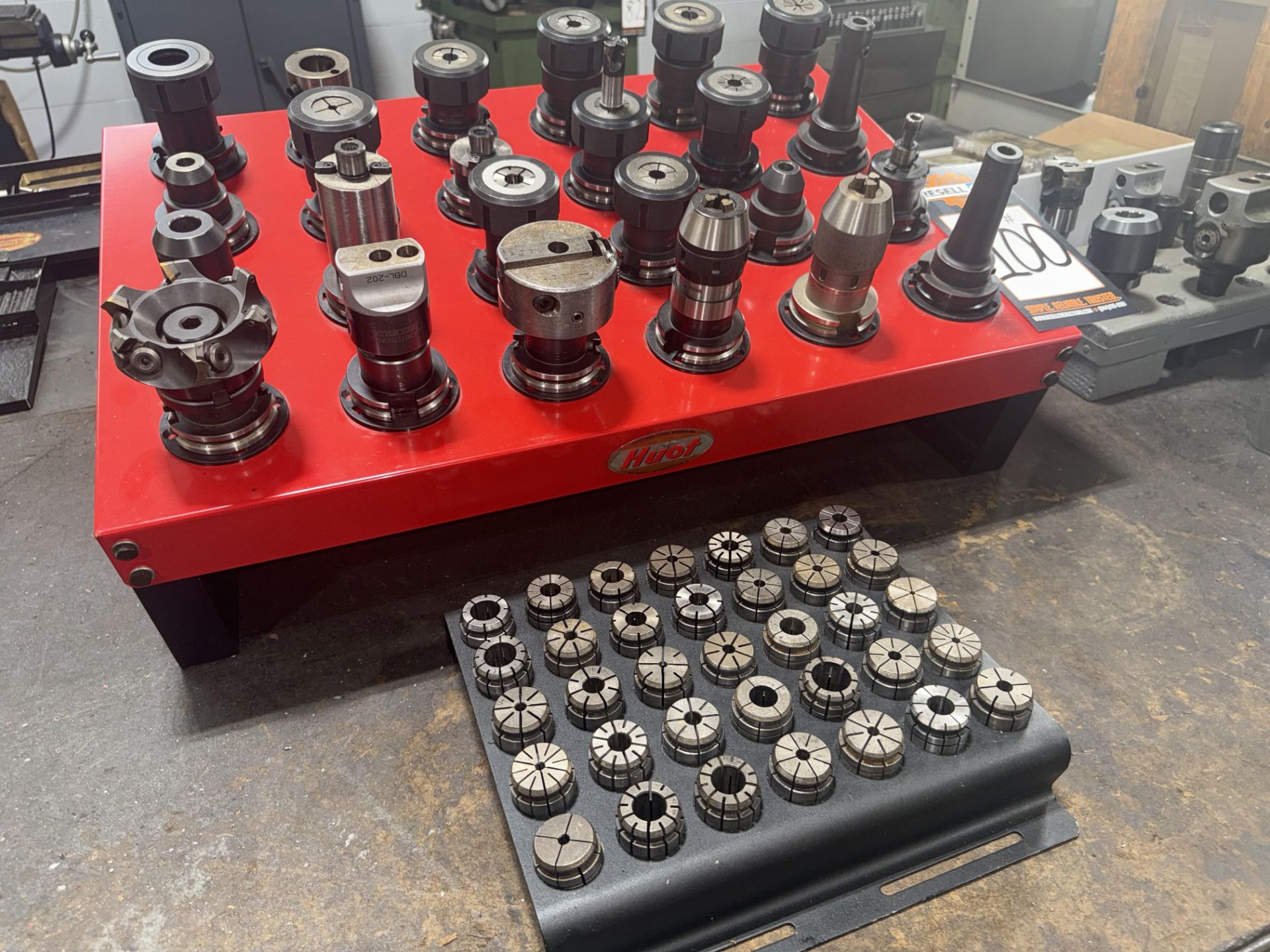 Huot Tool Stand with (24) CAT 40 Taper Tool Holders with Collet Set - Image 2 of 6