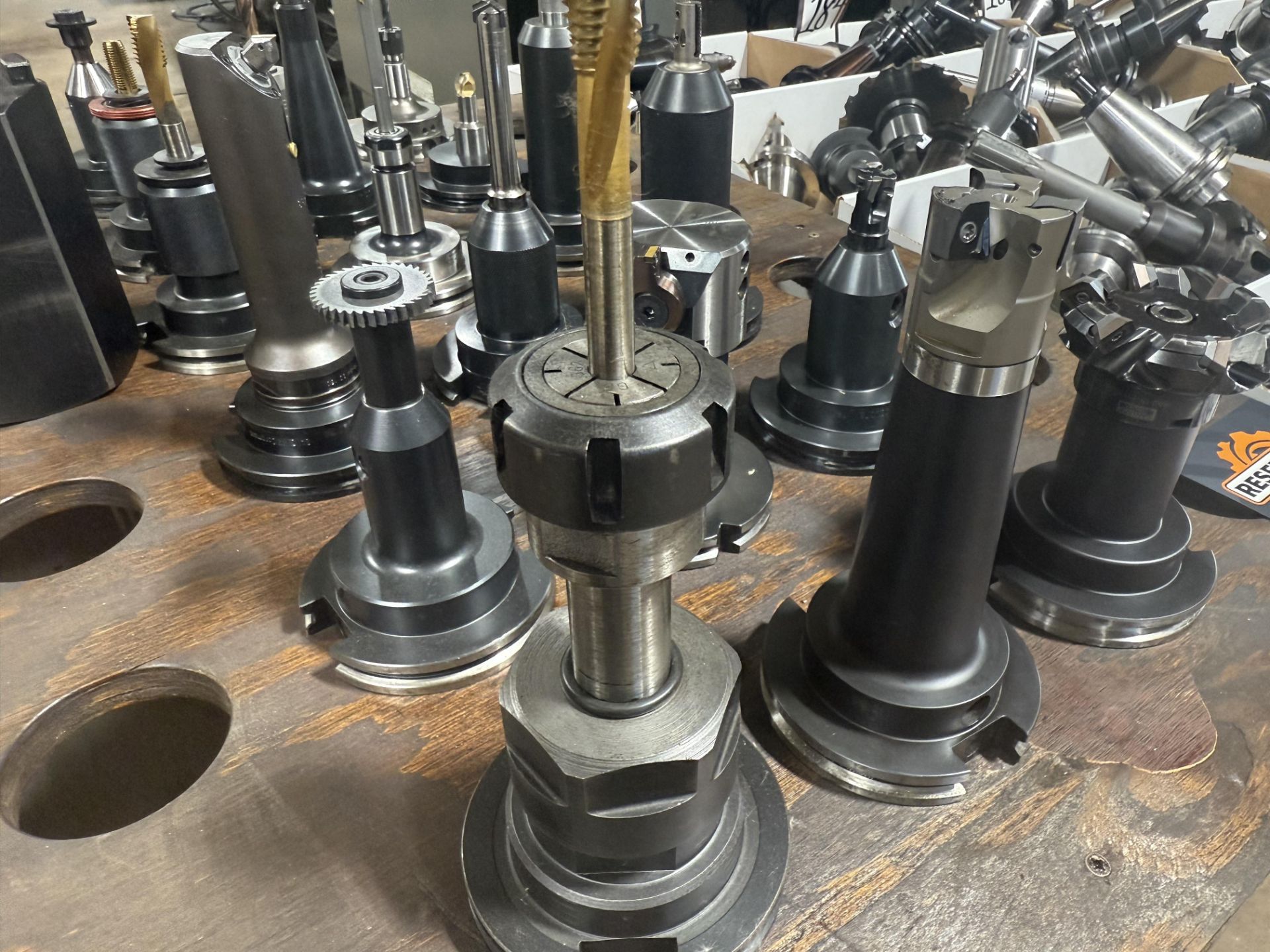 (18) CAT 50 Tool Holders with 4-Wheel Shop Cart and Tool Setup Block - Image 7 of 9