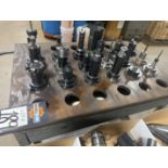 (18) CAT 50 Tool Holders with 4-Wheel Shop Cart and Tool Setup Block