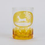 Bohemian Amber Flash "Hunting" Glass Tumbler