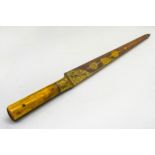 Early 19th C. Islamic Gold koftgari work Persian/Mughal Pesh-kabz Kard (Zirah Bouk) Indian Dagger