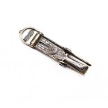 Fine 19th Century Qajar Silver Black Niello-Enamel Cosmetic Grooming Tool, Persian Islamic