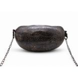Exceptional 19th Century Qajar Persian Engraved Steel Kashkul (Dervish Beggar's Bowl), ISLAMIC.