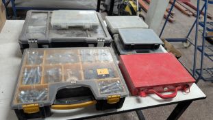 Quantity of Plastic and Metal Organisers of Nuts, Bolts and similar.