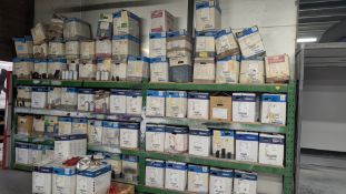 3 Bays of Racking and its contents of assorted powder coating consumables and similar.