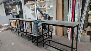 Clarke 6-inch Metal Worker Band Saw. Including a total of 3 Tall Tables located to the left and righ