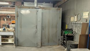 Powder Coating Oven. This lot includes the control panel located on the exterior wall and the motor/