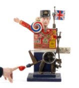 TONY MANN (1927-2013) SALUTING SERGEANT HAND-CRANKED AUTOMATON, painted wood, wire and brass, signed