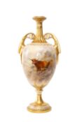 JOHN STINTON PAINTED ROYAL WORCESTER PORCELAIN VASE, shape H248, date code 1915, finely painted with