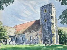 EDGAR HOLLOWAY watercolour and ink - entitled 'Edburton', signed, 29 x 38cms Provenance: no droite