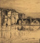 SIR FRANK BRANGWYN (1857-1956) etching - entitled verso, 'Ponte Vecchio, Florence', signed, 27 x