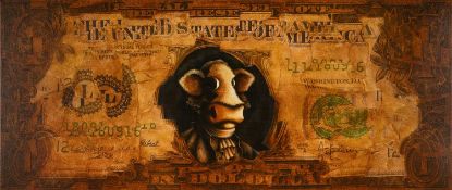 ‡ CAROLINE SHOTTON (b.1973) limited edition (40/195) giclée print on canvas - entitled, 'Cash