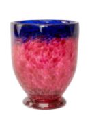 ATTRIBUTED TO MONART OR VASART, a Scottish blue and pink glass vase, 17.7cms (h) Provenance: private