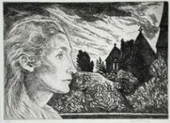 EDGAR HOLLOWAY limited edition (2/25) etching - elegy (memory of Daisy Monica Hawkins), signed, 18.5