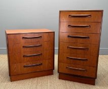 TWO MID-CENTURY G-PLAN FRESCO TEAK CHESTS, six drawer, 104 (h) x 55.5 (w) x 44.5cms (d), four