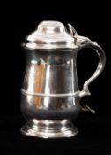 SILVER LIDDED BALUSTER TANKARD, Francis Crump, London 1772, pierced loop thumbpiece, horizonal