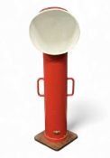 VINTAGE SHIP'S AIR VENT, two handled, exterior painted red, interior painted white, on wooden stand,