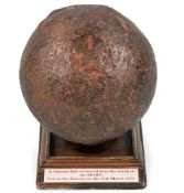17TH CENTURY 28LB CANNONBALL, recovered from the wreck of HMY Mary, lost on the Skerries 25th