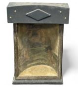 RARE ANTIQUE CONCAVE DISPLAY, painted to the back with sailing ships, paper compass to the base,