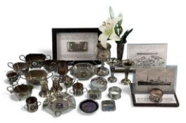 SILVER-PLATED SHIPPING LINE SOUVENIRS, including MV Port Dunedin ring box, Alfred Holt lines, RMS