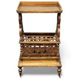 VICTORIAN WALNUT CANTERBURY/ WHATNOT, with tabletop, fret work and twist detail, 96 (h) x 59 (w) x