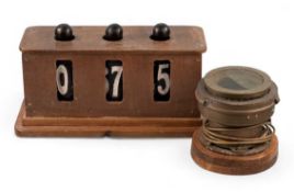 BATTENBERG TYPE SHIP'S COURSE INDICATOR, in wooden case; and a brass cased ship's compass,