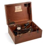 E. R. WATTS & SON, LONDON SEXTANT black finish with brass arc, no. 429, in fitted mahogany case